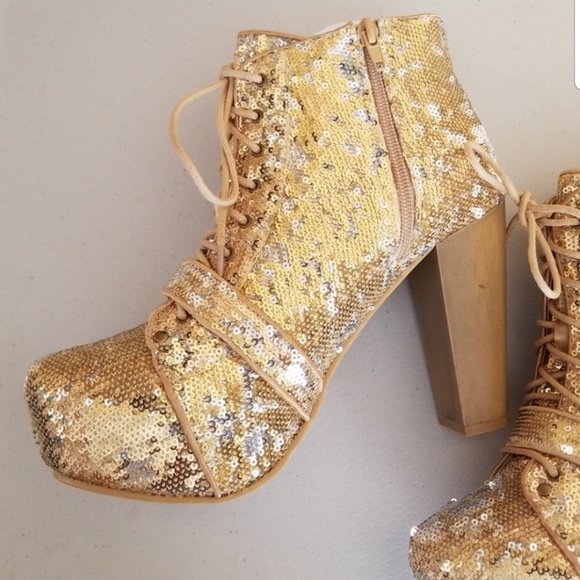 Gold Sequins Boots Bucco Capensis - Picture 5 of 8